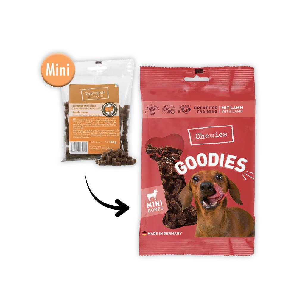 CHEWIES Leckerli GOODIES MINI-LAMMKNÖCHELCHEN für Hunde 125g