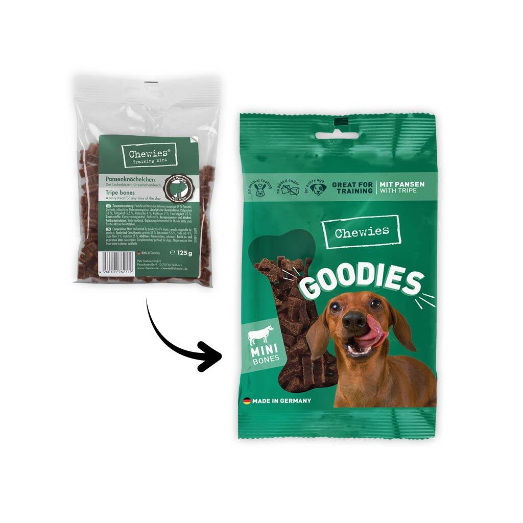 CHEWIES Leckerli GOODIES MINI-PANSENKNÖCHELCHEN für Hunde 125g