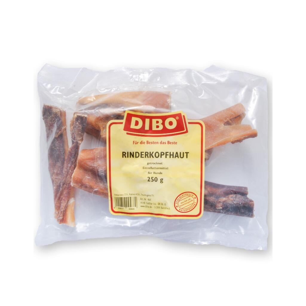 DIBO Leckerli RINDERKOPFHAUT für Hunde 250g