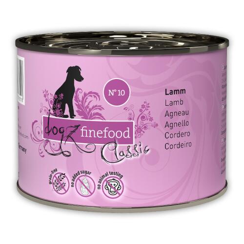 DOGZ FINEFOOD Nassfutter No.10 LAMM für ernährungsempfindliche Hunde 200g Dose