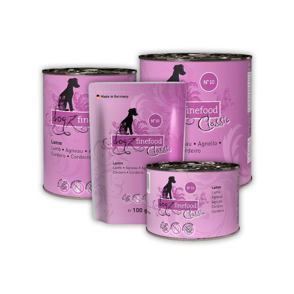 DOGZ FINEFOOD Nassfutter No.10 LAMM für ernährungsempfindliche Hunde 400g Dose