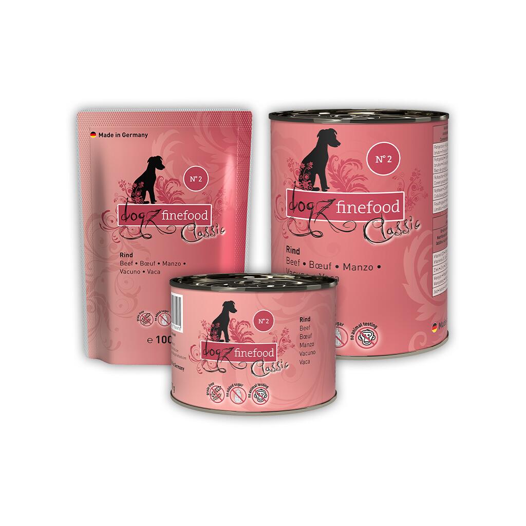 DOGZ FINEFOOD Nassfutter No.2 RIND für ernährungsempfindliche Hunde 400g Dose