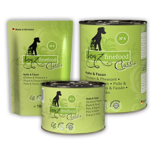 DOGZ FINEFOOD Nassfutter No.4 HUHN UND FASAN für ernährungsempfindliche Hunde 200g Dose