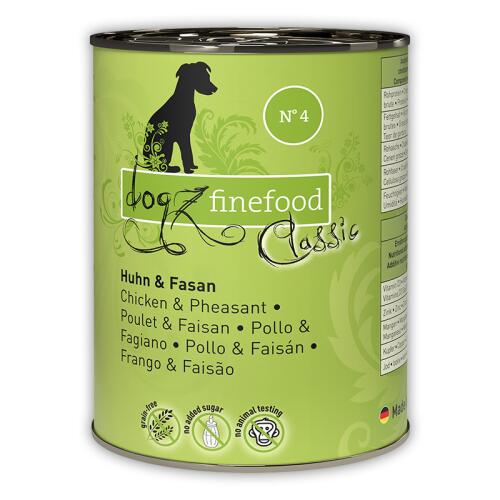 DOGZ FINEFOOD Nassfutter No.4 HUHN UND FASAN für ernährungsempfindliche Hunde 400g Dose