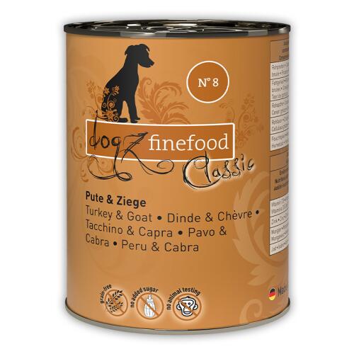 DOGZ FINEFOOD Nassfutter No.8 PUTE UND ZIEGE für ernährungsempfindliche Hunde 400g Dose