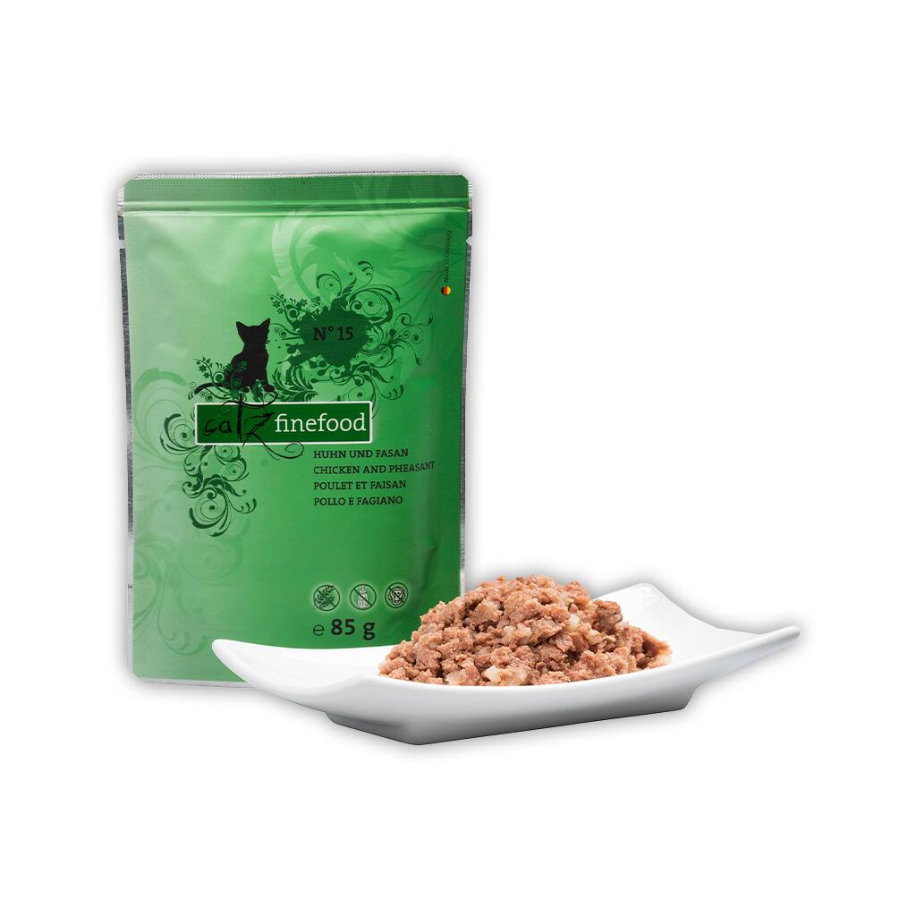 CATZ FINEFOOD Nassfutter NO.15 HUHN UND FASAN für Katzen 85g Beutel