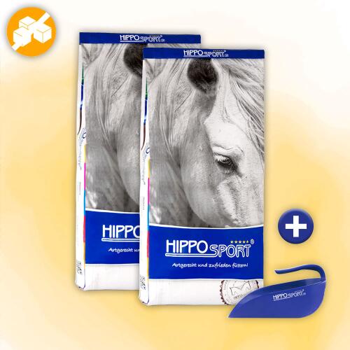 HIPPOSPORT Aktionsartikel 2x FIBREMASH 15kg + FUTTERSCHAUFEL für Pferde