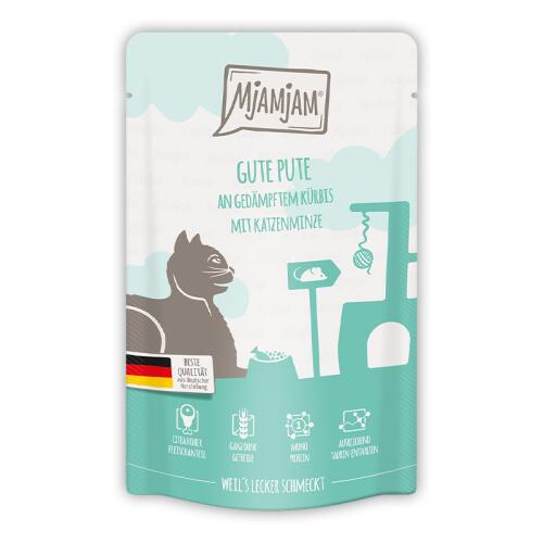 MJAMJAM Nassfutter GUTE PUTE AN GEDÄMPFTEM KÜRBIS für Katzen 125g