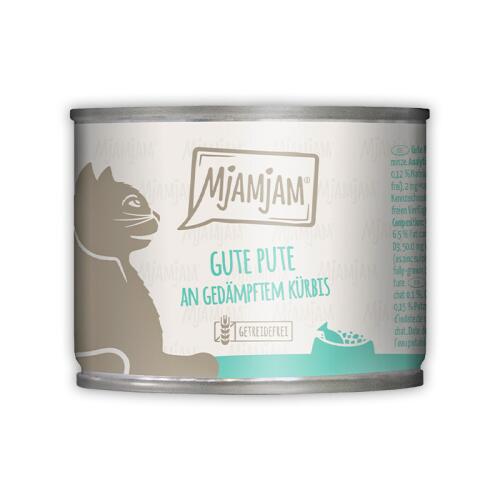 MJAMJAM Nassfutter GUTE PUTE AN GEDÄMPFTEM KÜRBIS für Katzen 200g