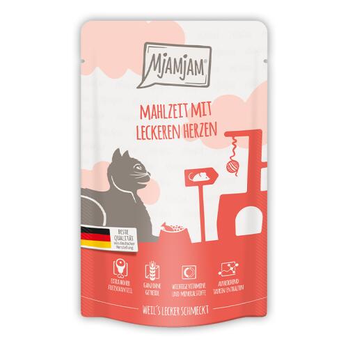 MJAMJAM Nassfutter MAHLZEIT MIT LECKEREN HERZEN für Katzen 125g