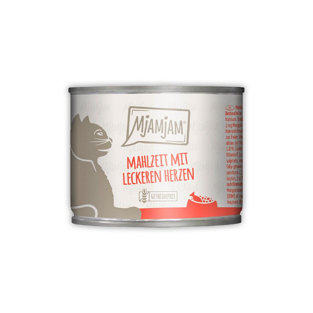 MJAMJAM Nassfutter MAHLZEIT MIT LECKEREN HERZEN für Katzen 6x200g