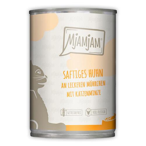 MJAMJAM Nassfutter SAFTIGES HUHN AN LECKEREN MÖHRCHEN für die Katze 400g