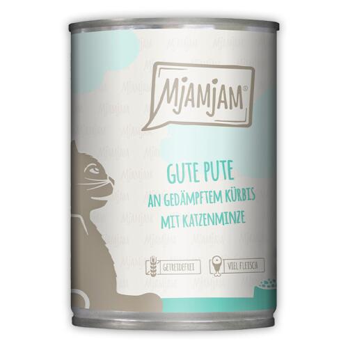 MJAMJAM Nassfutter GUTE PUTE AN GEDÄMPFTEM KÜRBIS für Katzen 400g