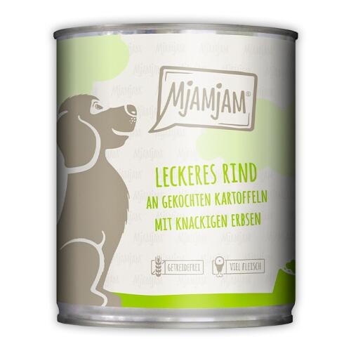 MJAMJAM Nassfutter RIND AN KARTOFFEL UND ERBSEN für Hunde 800g