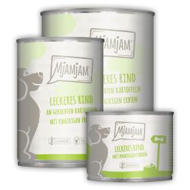 MJAMJAM Nassfutter RIND AN KARTOFFEL UND ERBSEN für Hunde 800g