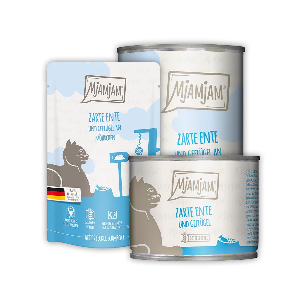 MJAMJAM Nassfutter ZARTE ENTE UND GEFLÜGEL AN MÖHRCHEN für Katzen