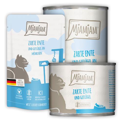 MJAMJAM Nassfutter ZARTE ENTE UND GEFLÜGEL AN MÖHRCHEN für Katzen