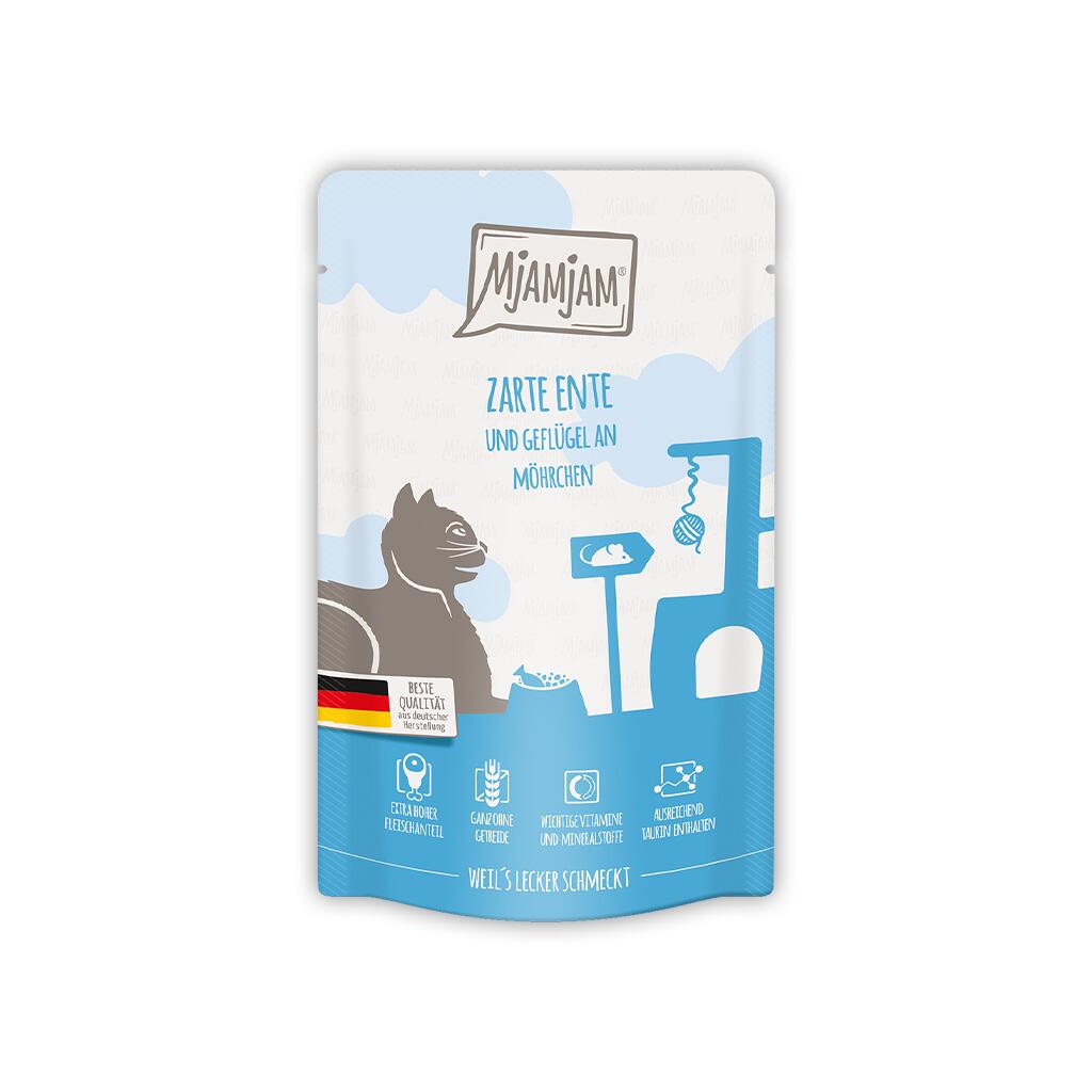 MJAMJAM Nassfutter ZARTE ENTE UND GEFLÜGEL AN MÖHRCHEN für Katzen 125g