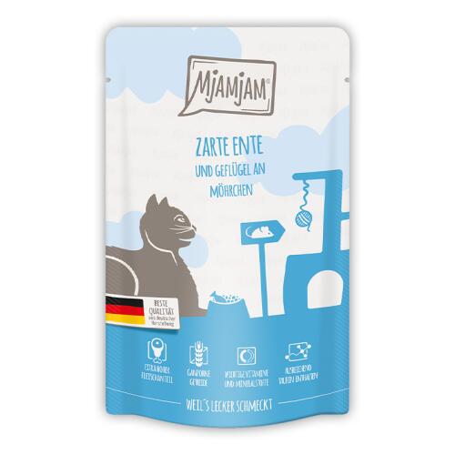 MJAMJAM Nassfutter ZARTE ENTE UND GEFLÜGEL AN MÖHRCHEN für Katzen 125g