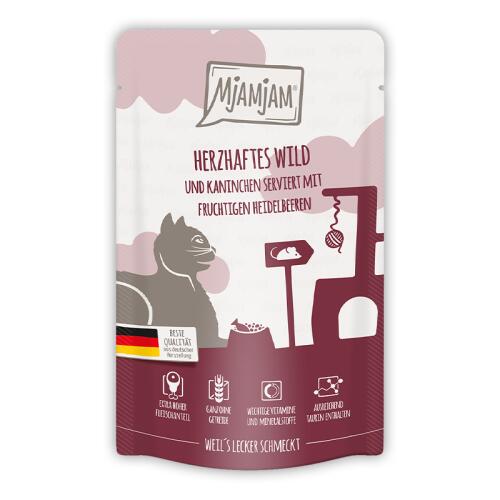 MJAMJAM Nassfutter HERZHAFTES WILD UND KANINCHEN für Katzen 125g