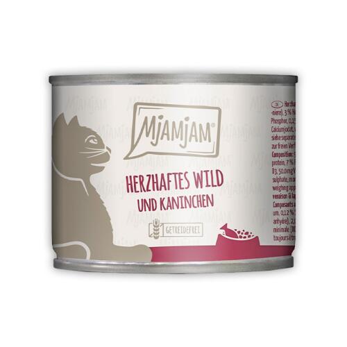 MJAMJAM Nassfutter HERZHAFTES WILD UND KANINCHEN für Katzen 200g