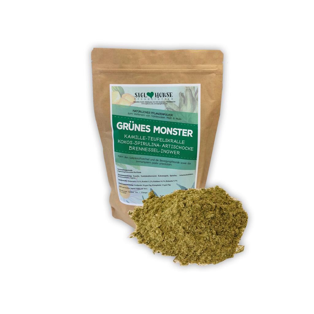 SIGLHORSE Ergänzungsfutter SCHMUSI GRÜNES MONSTER für Pferde 1kg