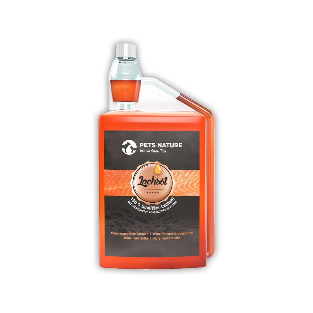 PETS NATURE Ergänzungsfutter LACHSÖL für Hunde und Katzen 1000ml