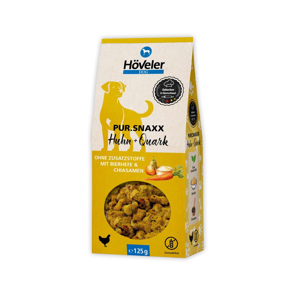 HÖVELER DOG Leckerli PUR.SNAXX HUHN+QUARK für Hunde 125g