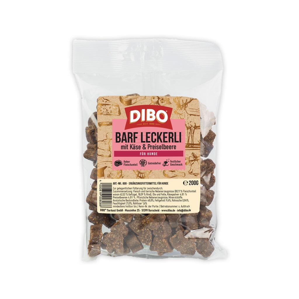 DIBO Leckerli BARF LECKERLI MIT KÄSE UND PREISELBEEREN für Hunde 200g