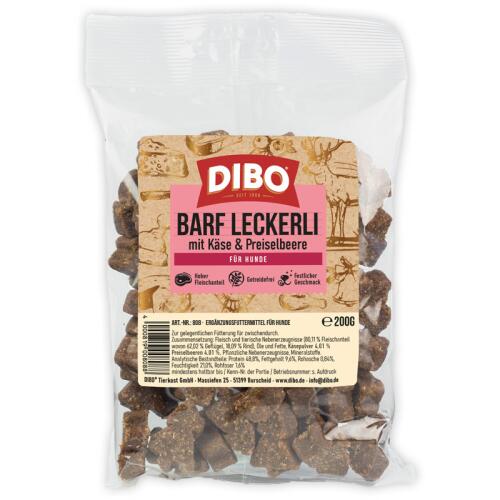 DIBO Leckerli BARF LECKERLI MIT KÄSE UND PREISELBEEREN für Hunde 200g