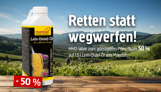 Angebot Marstall Lein-Distel-Öl 1,5l MHD 50% Rabatt