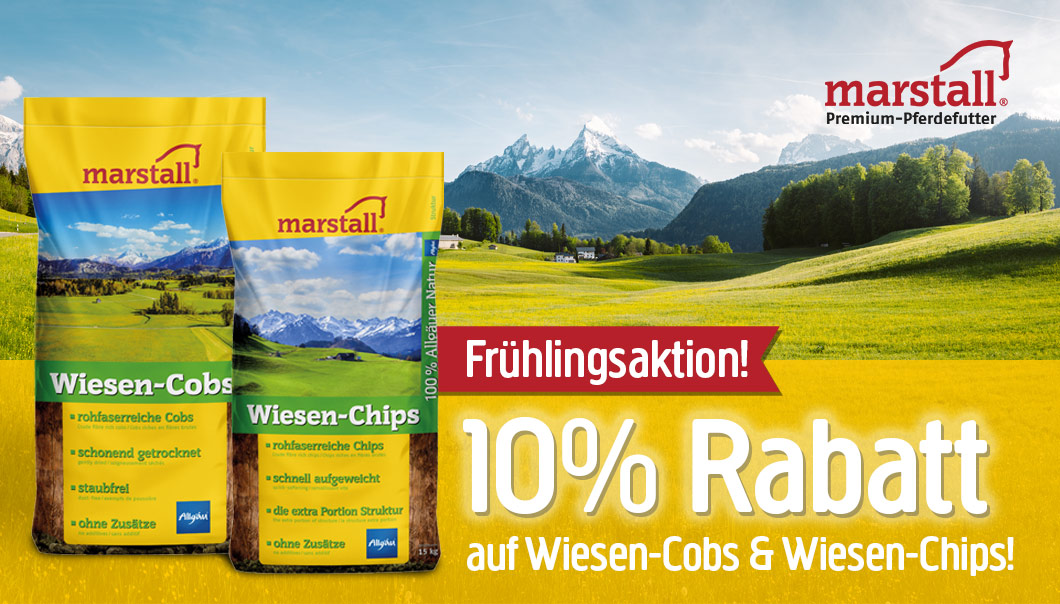 Aktion: 10% Rabatt auf Marstall Wiesen-Cobs und Wiesen-Chips